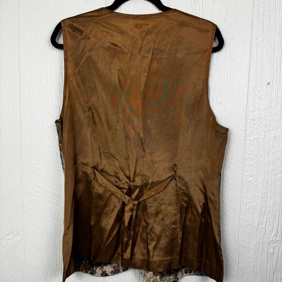Bedford Fair Vintage Vest Waistcoat Floral Tapestry Size 18 Made in USA Brown - Picture 5 of 8